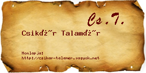 Csikár Talamér névjegykártya